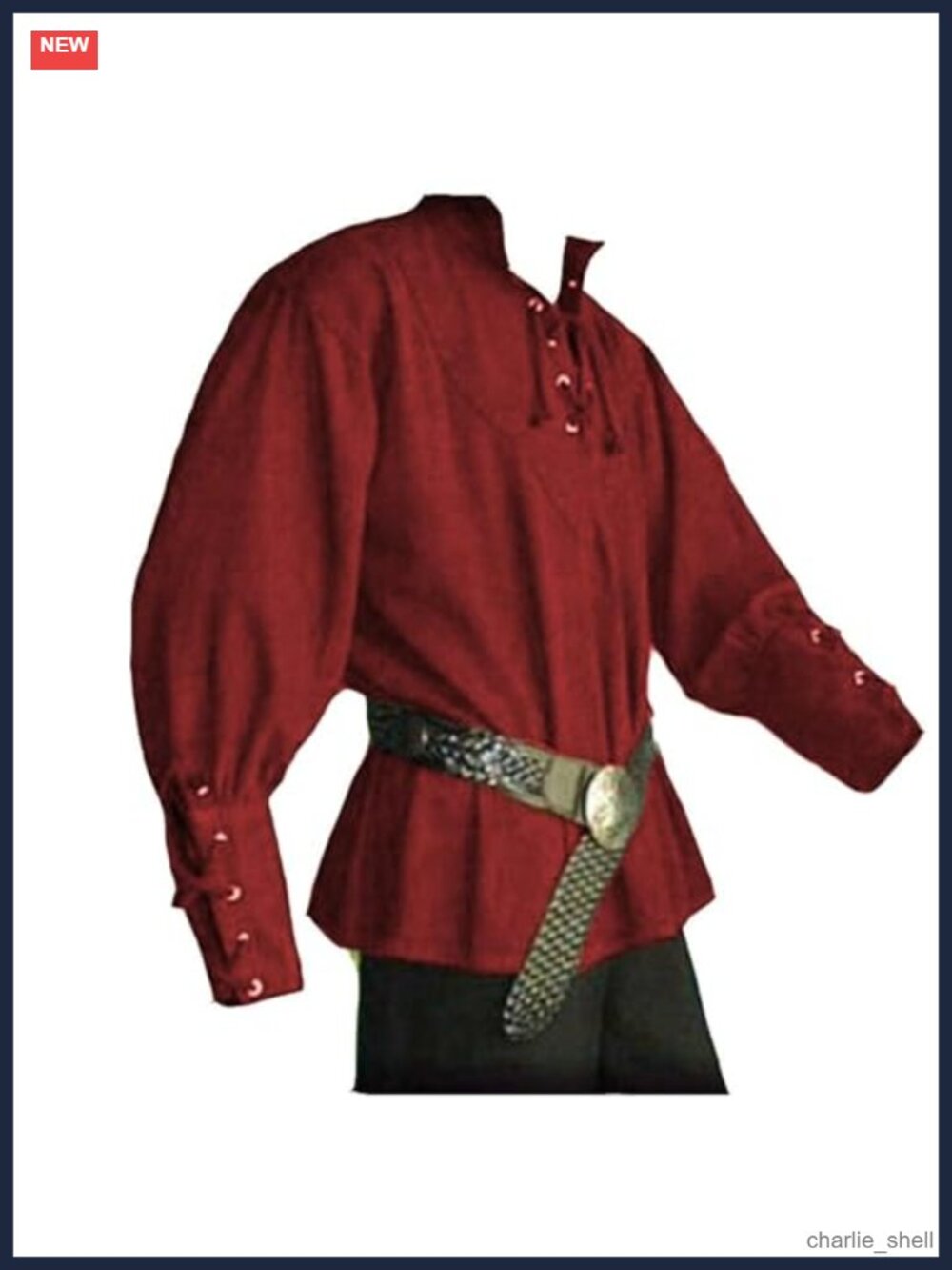 Men's Medieval Pirate Costume Blouse Lace-Up Renaissance Shirt Cosplay LARP Top